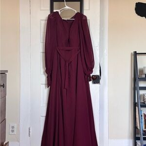 JJs House Long Sleeve Burgundy Dress